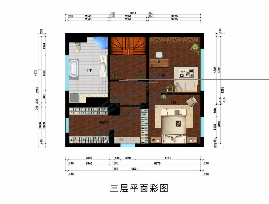 别墅新中式风格案例 243平装修效果图
