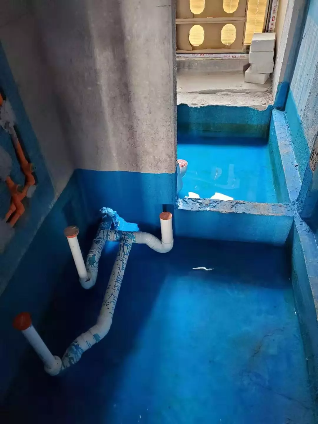 长沙第六都装修在施工地第二次闭水试验