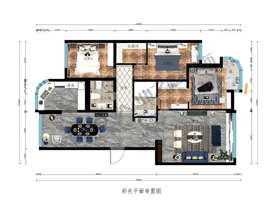 欧式风格130平米三居室装修设计