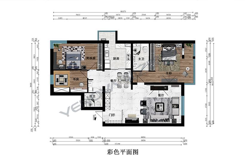 136平米三居室简约风格装修设计