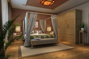 130平 东南亚风格卧室装修效果图