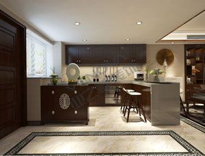 新中式风格 290平 厨房装修效果图